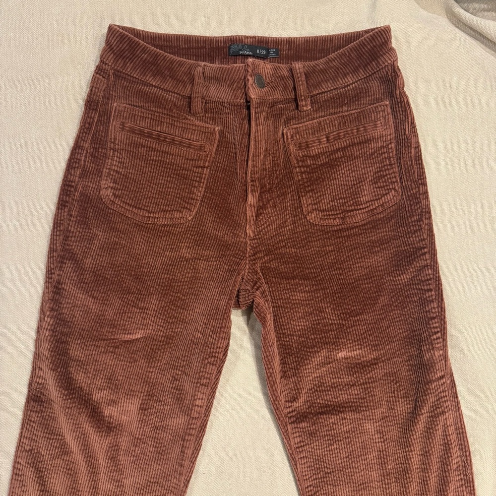 prAna Traps Corduroy Pants Brown High Waist Bootcut Size 8, long inseam 29/30